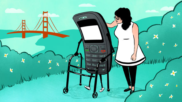 An older mobile phone shown as a reused experimental device.